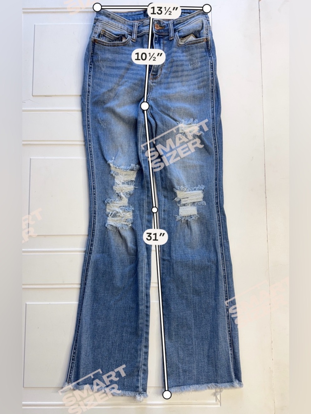 Judy Blue Womens Sz 5/27 Medium Wash Blue Distressed Boot Cut Denim Jeans - Picture 4 of 5